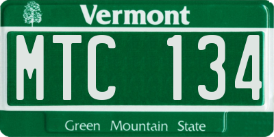 VT license plate MTC134