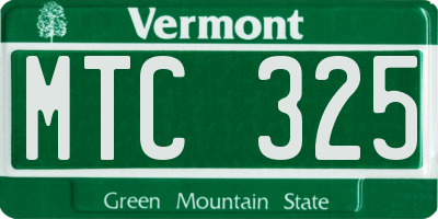 VT license plate MTC325