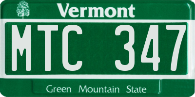 VT license plate MTC347