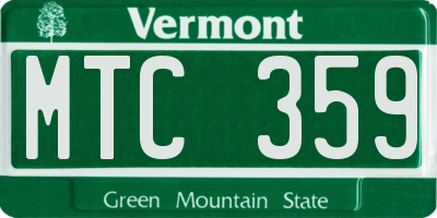 VT license plate MTC359
