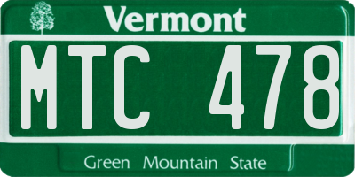 VT license plate MTC478
