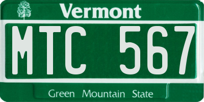 VT license plate MTC567