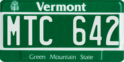 VT license plate MTC642