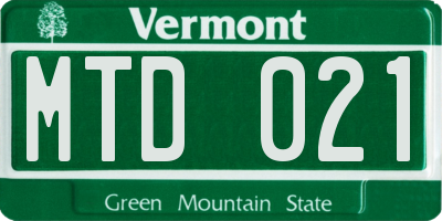 VT license plate MTD021