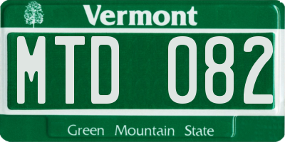 VT license plate MTD082