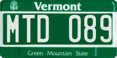 VT license plate MTD089
