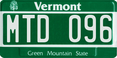 VT license plate MTD096
