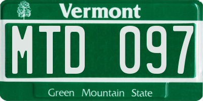VT license plate MTD097
