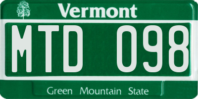 VT license plate MTD098