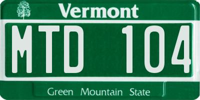 VT license plate MTD104