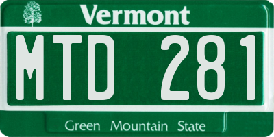 VT license plate MTD281