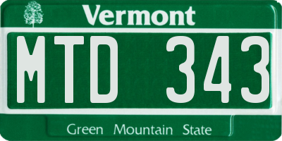 VT license plate MTD343