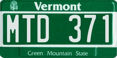 VT license plate MTD371