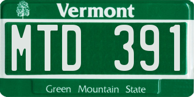 VT license plate MTD391