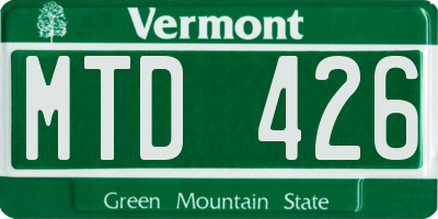 VT license plate MTD426