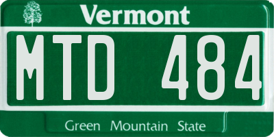 VT license plate MTD484
