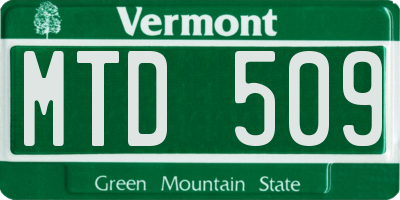 VT license plate MTD509