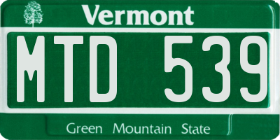 VT license plate MTD539