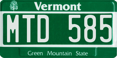 VT license plate MTD585