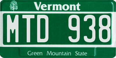 VT license plate MTD938