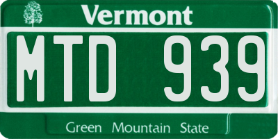 VT license plate MTD939