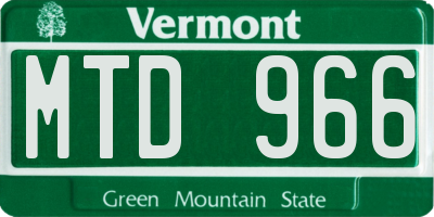 VT license plate MTD966