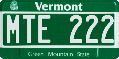 VT license plate MTE222