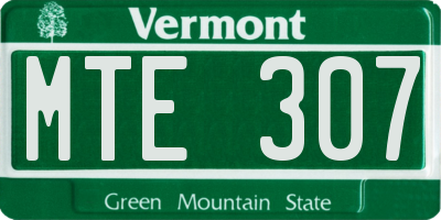 VT license plate MTE307