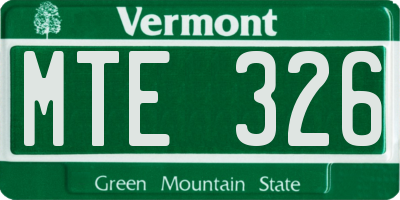 VT license plate MTE326