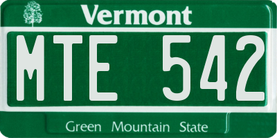 VT license plate MTE542