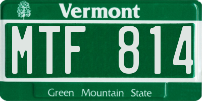 VT license plate MTF814