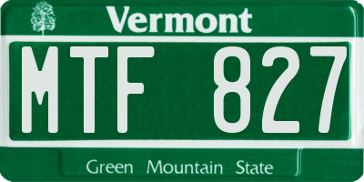 VT license plate MTF827