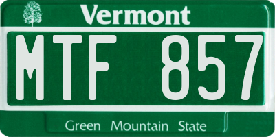 VT license plate MTF857