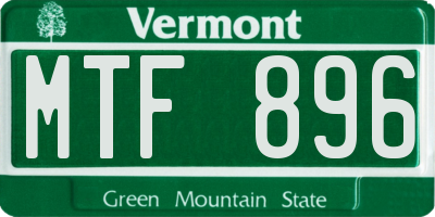 VT license plate MTF896