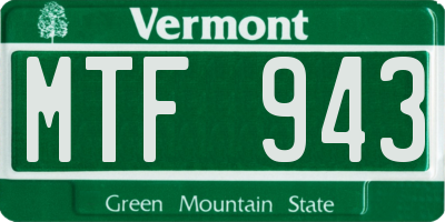 VT license plate MTF943