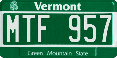 VT license plate MTF957