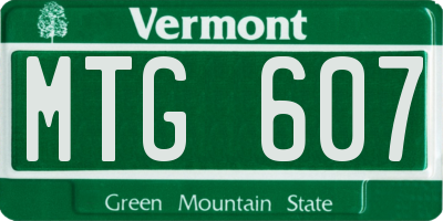 VT license plate MTG607