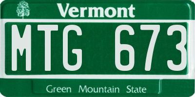 VT license plate MTG673