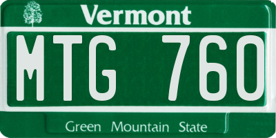 VT license plate MTG760