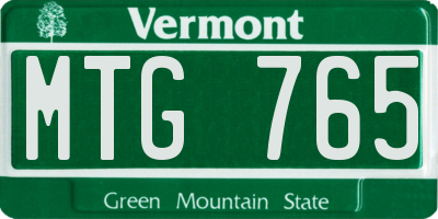 VT license plate MTG765