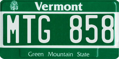 VT license plate MTG858