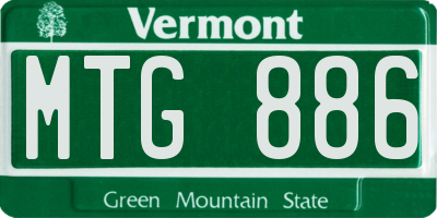 VT license plate MTG886