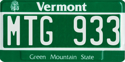 VT license plate MTG933