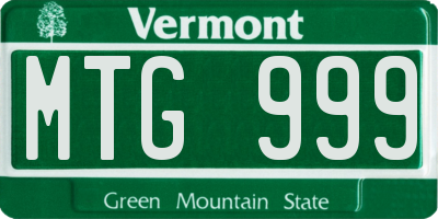 VT license plate MTG999
