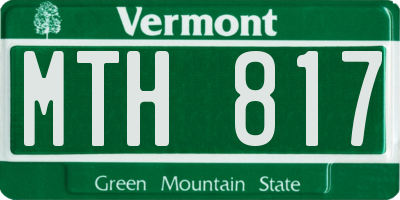 VT license plate MTH817