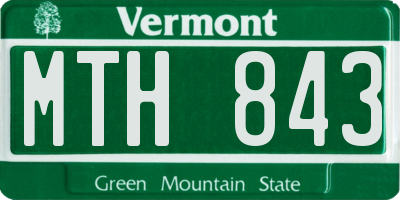 VT license plate MTH843