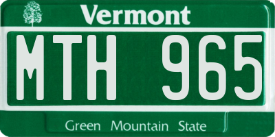 VT license plate MTH965