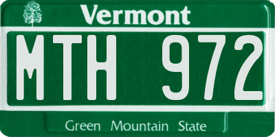 VT license plate MTH972