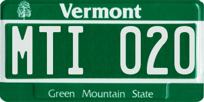 VT license plate MTI020