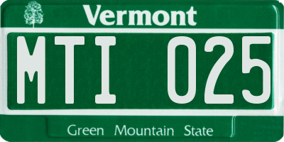 VT license plate MTI025